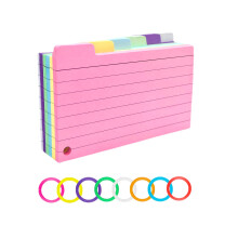 Tabbed Flash Cards Paper 150Pcs Colourful Index Cards Paper Revision Cards with 8 Binder Rings Lined Flashcards Note Taking Cards for Office School