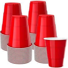 Business and Brands Red Plastic Cups, Disposable Cups 12oz (50 Pack) Cups, Red Party Cups for Birthday,Party,Picnics, Weddings, Ch