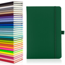 Notes London Eco A5 Notebook with Lined Pages, Pen Loop, Ribbon, Date Marks and Paper Pocket, Medium Hardback Journal, Note, sustainably sourced pape