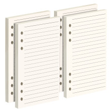 FANDAMEI 4 Packs A6 Ruled Line Paper Refills for Personal Organiser - 180 Sheets 17.1x9.4cm 6-Ring Personal Binder Planner Refillable A6 Lined Paper