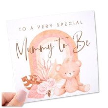 Very Special Mummy To Be Card. Pregnancy Congratulations. Baby Shower Card. Neutral Dried Pampas Flowers & Rainbow Arch. Nude Pink Beige. Square