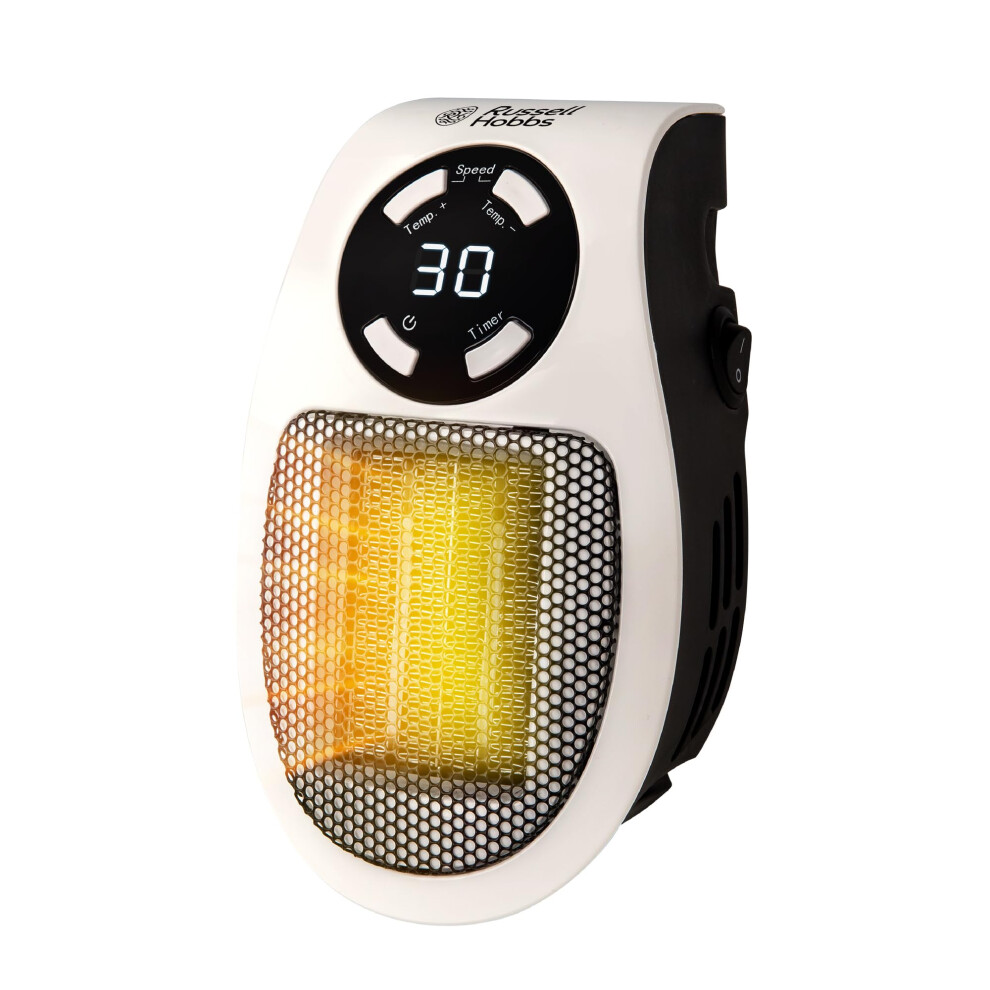 Russell Hobbs Rhph2001 500W Ceramic Plug Heater Adjustable Thermostat 12 Ho