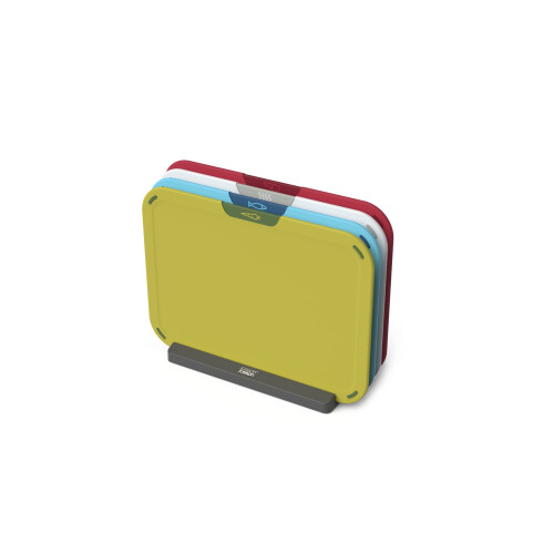 Joseph Joseph Joseph Joseph Duo Icon 4-Piece Colour Coded Chopping Board Set with Storage Stand, Multicolour