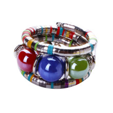 Flerlags wrap armbånd chakra armbånd mote smykker tykke sølv metall mala perler bohemsk stil naturstein justerbar størrelse gave til kvinner triba