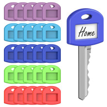 Uniclife 25 Pcs Key Covers Caps, 2.54 cm Key Identifiers with Labels, Soft Stretchy Key Covers for House Key