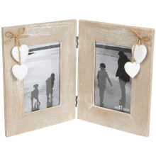 Ashley Farmhouse Double Wooden Love Standing Photo Frame Rustic Couple Boho