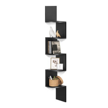 VASAGLE 5-Tier Corner Shelf, Display Floating Shelf in Living Room, Study, Kitchen, Bedroom, for Plants, CDs, Decorations, Modern,