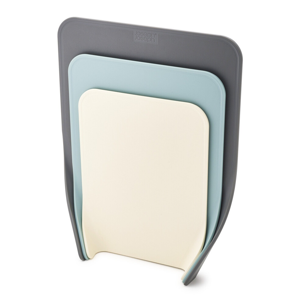 Joseph Joseph Nest 3 Piece Chopping Board Set, Nesting Compact Boards, Dishwasher Safe - Blue/Grey/White