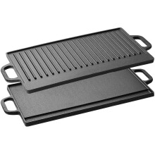Taylor & Brown X-Large Non-Stick Cast Iron Reversible Griddle Plate Pan Double Sided for BBQ & Hob Cooking with Non-Stick Ridged a