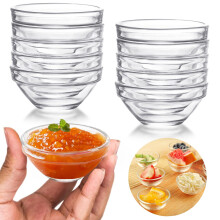 Mispudin 10-Pack Mini Glass Bowls, 75ml Small Glass Bowls for Dips, 3in Ingredient Prep Bowl for Cooking, Sauce Dish Small for Con