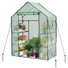 Taylor & Brown Walk In Greenhouse Compact Green House with 4 Shelves and Weatherproof PE Plastic Cover Plant House/Grow House for