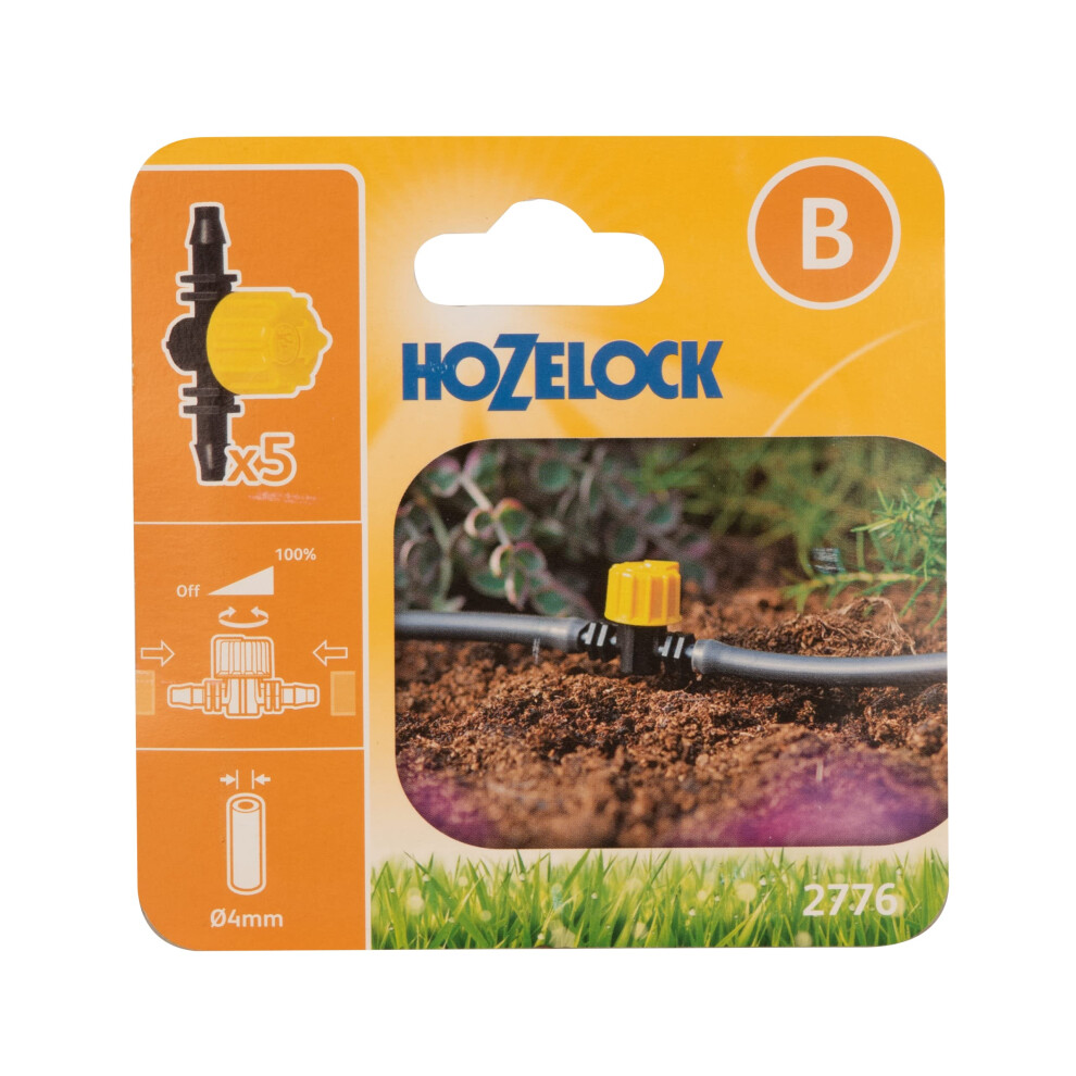 Hozelock - Micro Irrigation Flow Control Valves Ø 4Mm : Control Water Flow, Ideal For Isolating An Irrigation Area, Uv-Resistant [