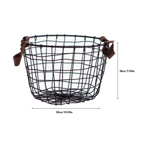 Panier à linge rond en fil de fer noir avec poignées 2