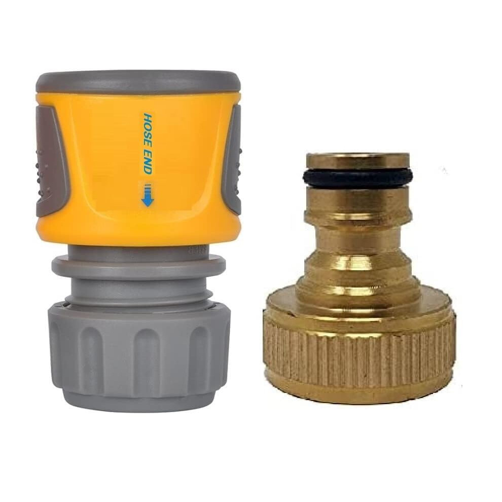 Simply Products Soft Grip Quick Connect Hose End Connector With 3/4" Brass Tap Adaptor Fitting For Garden Taps 17680424