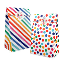 20PCS Kraft Paper Party Bags, AUERVO Rainbow Dots and Stripe Party Favor Bags Birthday Bags Gift Treat Bags With Thank You Stickers for Baby Shower