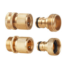 Tech Traders 4Pcs Expandable Garden Hose Male and Female Adaptors Connector,Brass Hose Quick Connector Fittings for Spray Guns,Gar