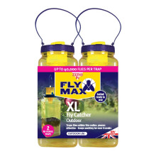 Zero In Fly Max XL Fly Catcher - Twinpack, Effective Flytrap, Refillable Insect Attractant for Outdoor Use, Covers up to 10m Radiu