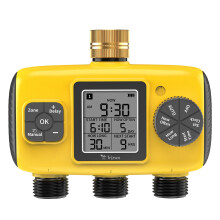 TRJZWA 3 Zone Water Timer for Garden,SprinklerTimer with LCD Display/3 Independent Zone,Manual Irrigation System Programmable&Auto