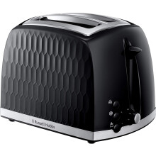 Russell Hobbs Honeycomb 2 Slice Toaster (Extra wide slots, High lift feature, 6 Browning levels, Frozen/Cancel/Reheat function, Re