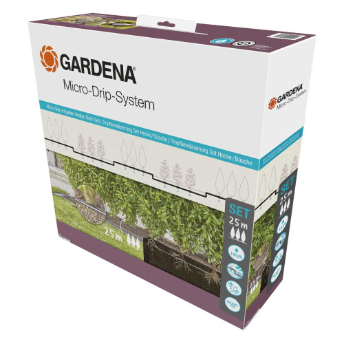 Gardena Gardena Micro-Drip-System Drip Irrigation Set Hedges/Bushes (25 m): Starter set, ready to use, water-saving irrigation system, sim