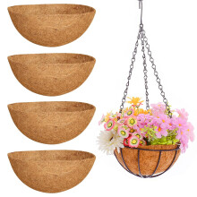 EAPMGQR 4pcs Hanging Basket Liner, 12 Inch Natural Coco Fiber Liners Round Planter Liner for Hanging Basket, Coconut Fibres Plante