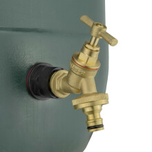 Waterbutt/rain Barrel/Storage Tank Connector/Adaptor+Solid Brass bib tap with Click-Lock Hose Connection+Free Thread Seal Tape, (R