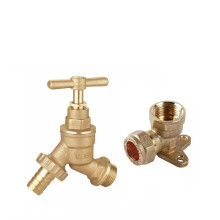 hep 1/2" BSP Outdoor Garden Tap Bib Tap with 15mm x 1/2" Brass Wall Plate Elbow WRAS Approved