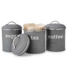 Besto Kitchen Canisters Tea Coffee Sugar Jars | Kitchen Canisters Set of 3 with Airtight Lids & Stainless-Steel Handle | Kitchen S