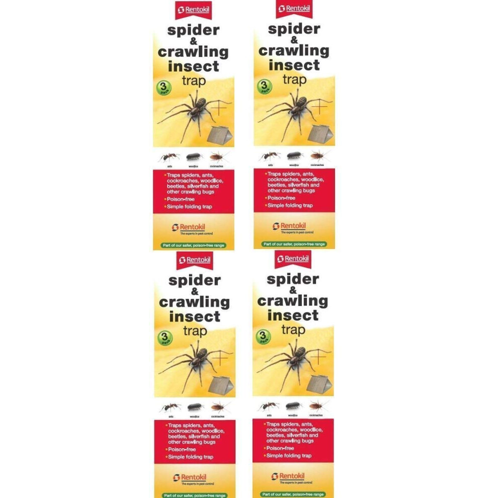 Rentokil 4 X 3 Pack Spider & Crawling Insect Beetle Ants Cockroaches Trap