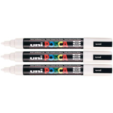 Posca PC-5M White Colour Paint Marker Pens 2.5mm Medium Bullet Tip Nib Writes On Any Surface Glass Metal Wood Plastic Fabric (Pack