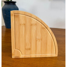 LOVING NATURE Bamboo Round Cheese Board and Knife Set: Large Charcuterie Board Set & Cheese Platter, Unique House Warming Gifts, N