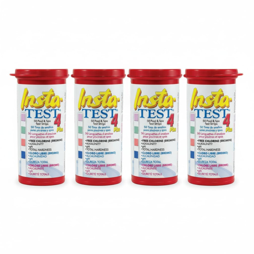 Lamotte 4-Way Insta Test Strips Plus For Swimming Pool & Hot Tub Spa - Free Chlorine, Bromine, Alkalinity, Ph, Total Hardness 4 X