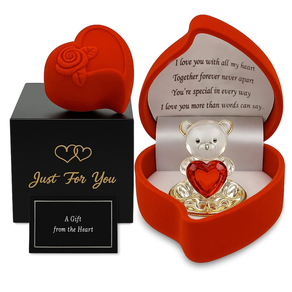 Teddy Bear Girlfriend Boyfriend Husband Wife Fiancee Fiance Gift Christmas Valentines Day Gift Boxed Glass Ornament Mum Moth Safri