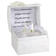 First Holy Communion Guardian Angel Gift Hand Blown Glass & Gold Gilded