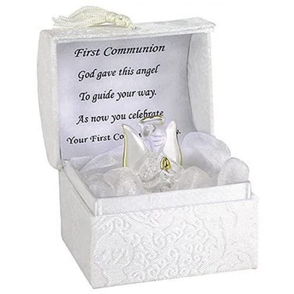 First Holy Communion Guardian Angel Gift Hand Blown Glass & Gold Gilded 94843019