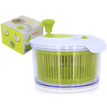 Small Salad Spinner with clear serving bowl, colander basket, smart-lock lid, easy drain system, non-slip base. 16cm|6in diam. Was