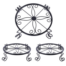 ETRAVEL 3 Pack 12 Inch Metal Plant Stand, Heavy Duty Rustproof Iron Planter Pot Holder, Short Stand for Indoor Outdoor Garden Pati