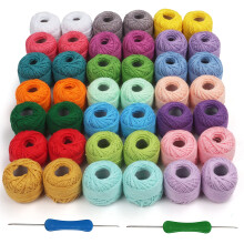 Kurtzy Cotton Yarn for Crochet (42 Pack) - Colourful 10g Crochet Yarn Balls - Crochet Wool Yarn for Knitting - 2520m/2755 Yards of