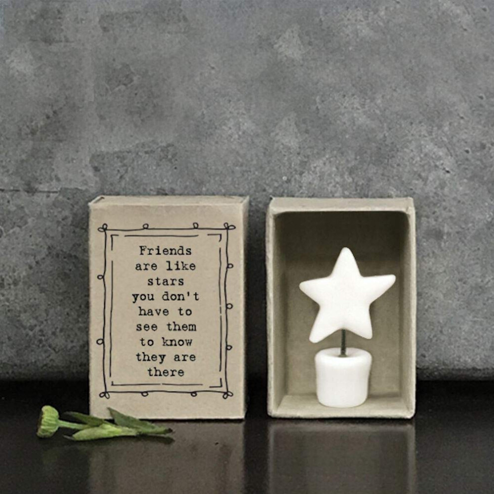 East Of India Mini Matchbox - Friends Are Like Stars You Don't Have To See Them To Know They Are There | Porcelain Keepsake Gift |