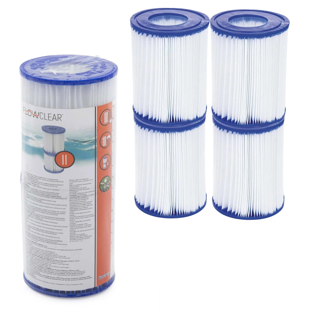 Bestway Filter Cartridges For Pool/Swimming Pool/Pumps, Intex, Size 2, Pack Of 4