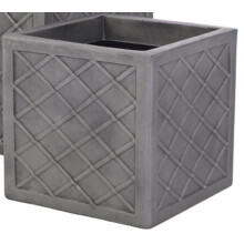 Sankey Lazio 32CM Square Plastic Planter Plant Pot Lattice Slate Grey Colour