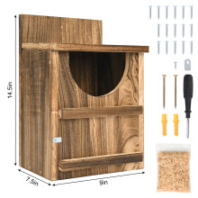 petour Owl House Wooden Bird House Cedar Nesting Box Prebuilt Owl Box For Outside Easy To Open Fronted For Many Different Species