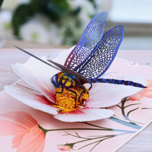 UNIPOP Dragonfly & Cosmos Flower Pop Up Card for Women, Elegant 3D Birthday, Mother’s Day & Anniversary Greeting