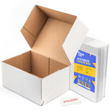 Packaging Hero 20 x 15 X 10 cm (aprox. 8" x 6" x 4") White Corrugated Cardboard Mailing Boxes, gift boxes