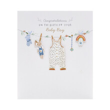 UK Greetings | New Baby Card For Baby Boy | Newborn Gifts | For New Parents | Washing Line Design | With Envelope | 165 x 190 mm