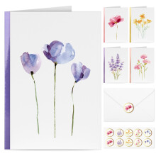 Blank Cards and Envelopes, 30 Pack Greet Cards, Elegant Blank Note, Perfect Bulk Stationary Set For All Occasions, 5 Assorted Floral Designs, 4" x 6"