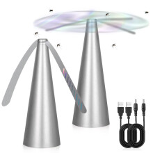 mizikuu 2 Pack Fly Fans for Tables, Portable USB Fly Repellent Fan with Soft Holographic Blades Bug Fan for Outdoor Tables for Out