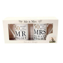 50 Years Mr & Mrs Mugs Amore Mug Set in A Gift Box