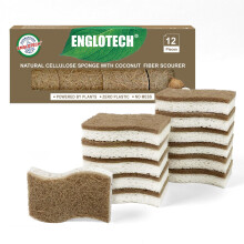 12 Pack Biodegradable Eco Sponges Washing Up,Natural Cellulose and Coconut Kitchen Sponges,Durable Natural Dishe Sponge with Non-scratch Scouring