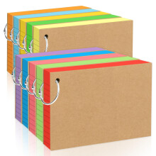 DMSELL A6 Flash Cards Revision, 800 Pcs Ruled Index Cards with Metal Binder Rings for Study Office Work School Home